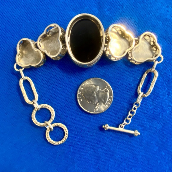 Sterling silver agate statement bracelet - Picture 2 of 8